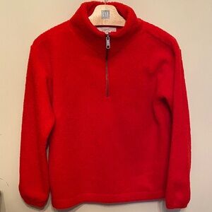 LOFT Bright Red Half-Zip Fleece Pullover